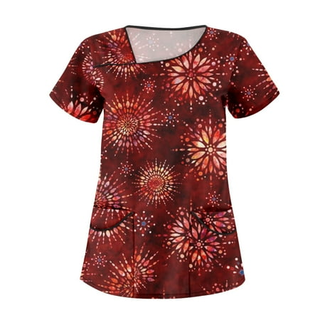 TKing Fashion Independence Day Women Plus Size Scrubs Top V-Neck Short Sleeve Printed Pockets Work Blouse for Women Wine 5XL
TKing Fashion Independence Day Women Plus Size Scrubs Top V-Neck Short Sleeve Printed Pockets Work Blouse for Women Wine 5XL