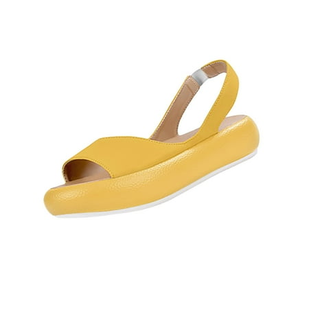 Pgeraug slippers for women Women Summer Solid Leather Open Toes Casual Elastic Band Sandals Shoes Flat sandals Yellow 37
Pgeraug slippers for women Women Summer Solid Leather Open Toes Casual Elastic Band Sandals Shoes Flat sandals Yellow 37