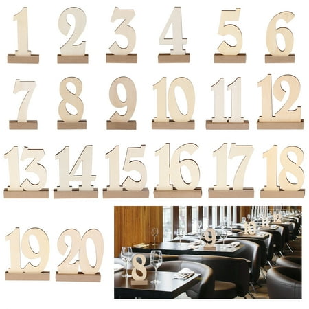 FRCOLOR 20pcs 1-20 Wedding Table Wooden Number with Holder Base