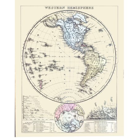 Western Hemisphere - Mitchell 1877 - 23 x 29.31