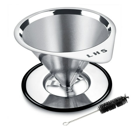 Stainless Steel Pour Over Coffee Dripper with Non-slip Cup Stand and Cleaning Brush 1-2 Cup
Stainless Steel Pour Over Coffee Dripper with Non-slip Cup Stand and Cleaning Brush 1-2 Cup