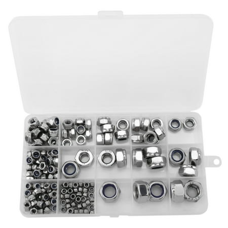 170Pcs/Set M3/M4/M6/M8/M10/M12 Stainless Steel Hex Locknut Kit