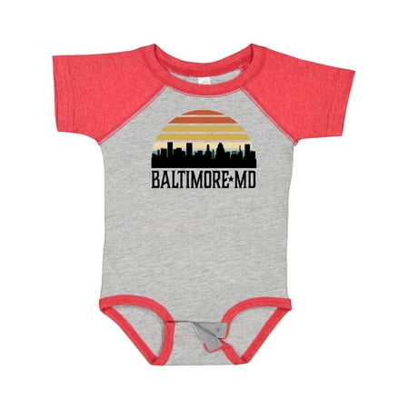 Inktastic Baltimore Maryland Skyline Sunset Gift Baby Boy or Baby Girl Bodysuit