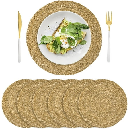 DanceeMangoo 6 Pack Round Woven Placemats Natural Water Hyacinth Place mats Braided Straw Table Mats for Dining Table (13.8 inch)
DanceeMangoo 6 Pack Round Woven Placemats Natural Water Hyacinth Place mats Braided Straw Table Mats for Dining Table (13.8 inch)