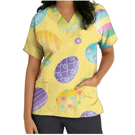 SELONE Easter Women Scrub Tops Graphic Short Sleeve Bunny Gnomes Easter Eggs Printing with Pockets V Neck Workwear Casual Summer Cute Spring Trendy Comfortable Fashion Pullover Vintage Yellow M
SELONE Easter Women Scrub Tops Graphic Short Sleeve Bunny Gnomes Easter Eggs Printing with Pockets V Neck Workwear Casual Summer Cute Spring Trendy Comfortable Fashion Pullover Vintage Yellow M