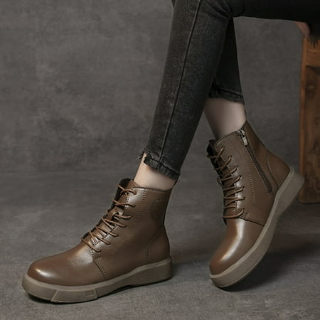Cathalem Boots for Women Boots Fashion Fashion Women Solid Color Comfortable Square Heels Lace Up Short Booties Round Boots Women Brown 9
Cathalem Boots for Women Boots Fashion Fashion Women Solid Color Comfortable Square Heels Lace Up Short Booties Round Boots Women Brown 9