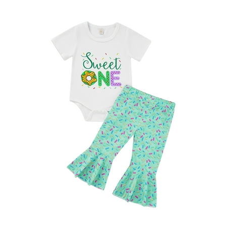 Jkerther Infant Baby Girls Birthday Clothes Sets 2pcs Short Sleeve Letter Romper Tops+Printed Flared Long Pants
Jkerther Infant Baby Girls Birthday Clothes Sets 2pcs Short Sleeve Letter Romper Tops+Printed Flared Long Pants