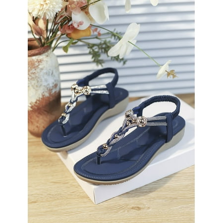 Fashionable Thong Sandals For Women Rhinestone & Beaded Decor Slingback Flat Sandals Women‘s Footwear
Fashionable Thong Sandals For Women Rhinestone & Beaded Decor Slingback Flat Sandals Women‘s Footwear