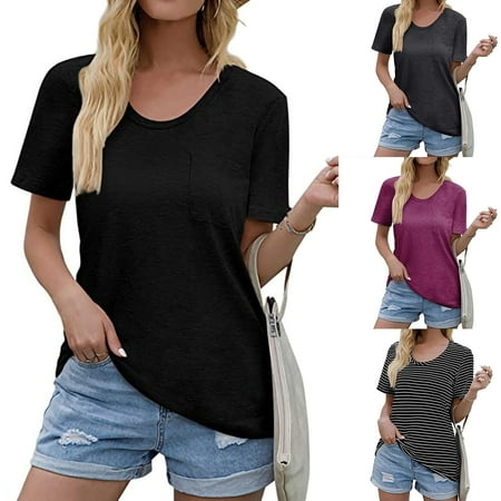 Taluosi Women Solid Color Short Sleeve O Neck Pocket Loose T-shirt Tee Shirt Streetwear for Work
Taluosi Women Solid Color Short Sleeve O Neck Pocket Loose T-shirt Tee Shirt Streetwear for Work