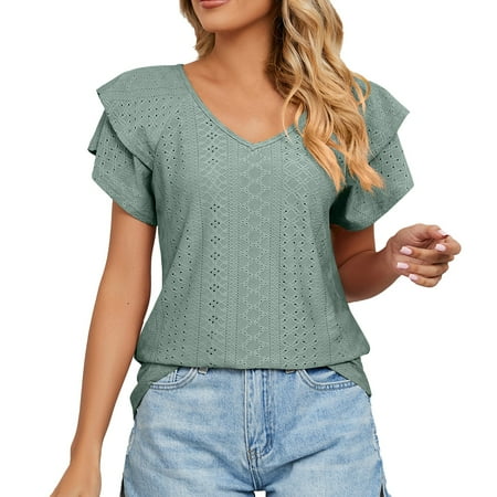 Blank Shirts Long Sleeve Layering Tops for Women Summer T Shirts Spring And Summer New Short Sleeve V Neck Shrink Pleated Solid Color Blouse with Big Shirt Women plus Pajama Shirts Women
Blank Shirts Long Sleeve Layering Tops for Women Summer T Shirts Spring And Summer New Short Sleeve V Neck Shrink Pleated Solid Color Blouse with Big Shirt Women plus Pajama Shirts Women