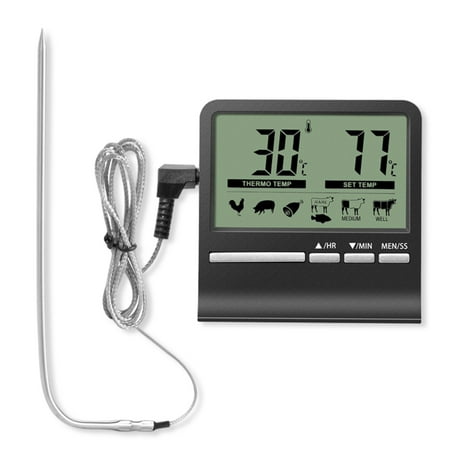 Tssuoun Food Stainless Probe LCD Digital Display Instant Read with Stand Holder Temperature Gauge for BBQ Meat Baking Black
Tssuoun Food Stainless Probe LCD Digital Display Instant Read with Stand Holder Temperature Gauge for BBQ Meat Baking Black