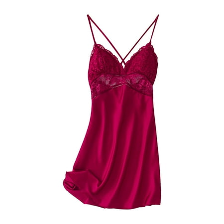 Women Nightdress Comfortable Fashion Silk Sleepwear Sexy Backless V Neck Gift