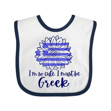Inktastic I m So Cute I Must be Greek Sunflower Gift Baby Boy or Baby Girl Bib