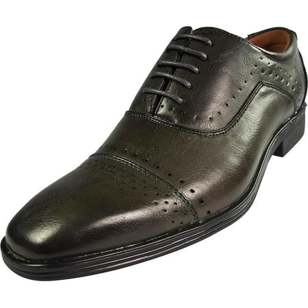 Via Farinella Mens Lace-Ups Oxford Adult Male Dress Shoes Grey 9