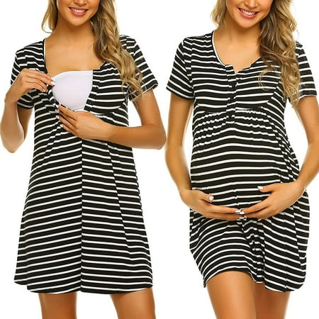DAETIROS Stretch Striped Loose Soft Casual Breastfeeding Nursing Pregnant Women Dress Black
DAETIROS Stretch Striped Loose Soft Casual Breastfeeding Nursing Pregnant Women Dress Black