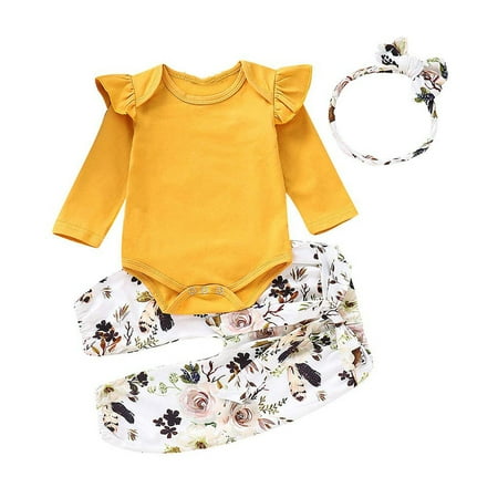 3Pcs Baby Girls Outfit Set Newborn Toddler Girls Clothes Ruffle Solid Long Sleeve Bodysuit Top+Floral Pants+Headband
3Pcs Baby Girls Outfit Set Newborn Toddler Girls Clothes Ruffle Solid Long Sleeve Bodysuit Top+Floral Pants+Headband