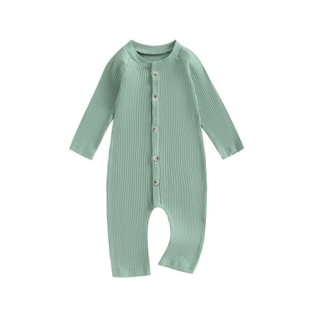 Qtinghua Newborn Baby Girls Casual Romper Solid Color Long Sleeve Ribbed Button Down Jumpsuit Fall Clothes Green 0-3 Months
Qtinghua Newborn Baby Girls Casual Romper Solid Color Long Sleeve Ribbed Button Down Jumpsuit Fall Clothes Green 0-3 Months