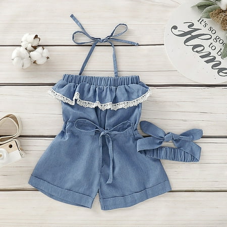 RPVATI Baby Girls Lace Sleeveless Denim Rompers Summer Clothes Infant Toddler Solid Bodysuit 1-6Y
RPVATI Baby Girls Lace Sleeveless Denim Rompers Summer Clothes Infant Toddler Solid Bodysuit 1-6Y