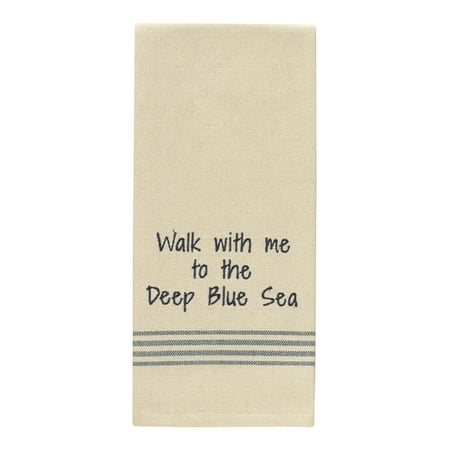 Walk With Me To The Deep Blue Sea Embroidered Kitchen Dish Towel 28 Inch