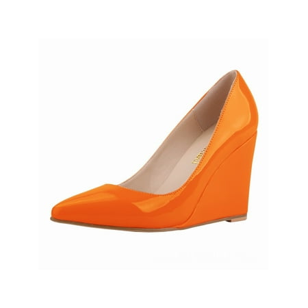 Rotosw Womens Dress Shoes Comfort Wedges High Heels Ladies Fashion Pointed Toe Pumps Orange 4.5
Rotosw Womens Dress Shoes Comfort Wedges High Heels Ladies Fashion Pointed Toe Pumps Orange 4.5