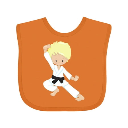 Inktastic Karate Boy Cute Boy Black Belt Blond Hair Gift Baby Boy Bib