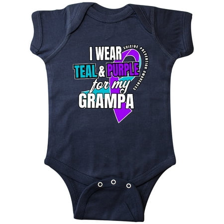 Inktastic Suicide Prevention I Wear Teal and Purple for My Grampa Gift Baby Boy or Baby Girl Bodysuit