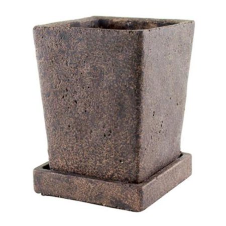 Syndicate Home & Garden 7910-04-902 Tapered Square Cement Planter, Brown, 4.5-In. x 4.5-In. x 5-In.