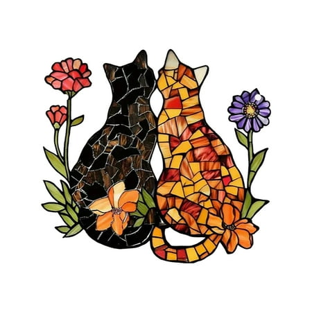 Caihaooo round Stained Glass Window Panels for Crafts Chandelier Acrylic Garden Friendship Cat Window Pendant Colorful Pendant Home Decor
Caihaooo round Stained Glass Window Panels for Crafts Chandelier Acrylic Garden Friendship Cat Window Pendant Colorful Pendant Home Decor