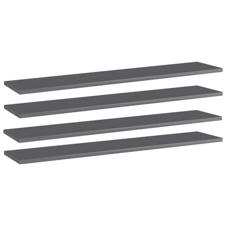 Amonsee Bookshelf Boards 4 pcs High Gloss Gray 39.4 x7.9 x0.6 Engineered Wood