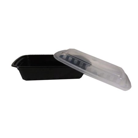 24 oz 7 x 5 in. Oblong Container with Lid, Black