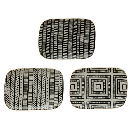 Creative Co-Op Stoneware Plate with Pattern & Gold Electroplating 3 Styles