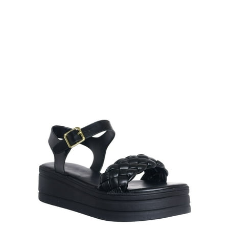Braided Flatform Sandal Womens Quarter Strap Flat Platform