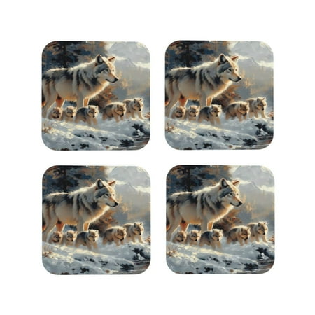 Drink Coasters Set of 4 Wolf Family Winter Wonderland Leather Coasters for Coffee Table Protector Heat Resistant Cute Coasters for Home Decor Housewarming Gifts Bar Kitchen 4 Inch Square
Drink Coasters Set of 4 Wolf Family Winter Wonderland Leather Coasters for Coffee Table Protector Heat Resistant Cute Coasters for Home Decor Housewarming Gifts Bar Kitchen 4 Inch Square