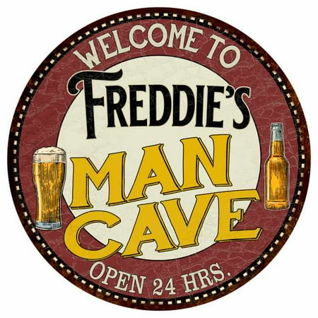 Freddie's Man Cave 12" Round Metal Sign Kitchen Bar Wall Décor 200120035403