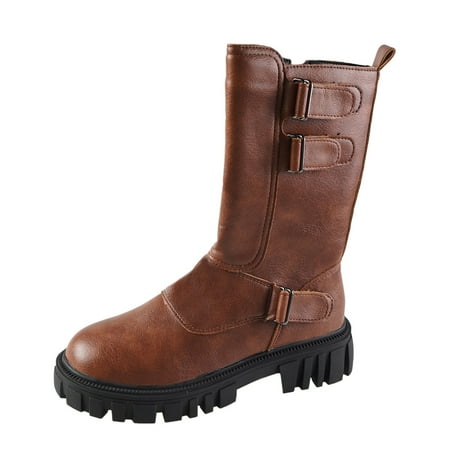 Ladies Fashion British Style Belt Buckle Decoration Solid Leather Thick Heel Mid Length Boots
Ladies Fashion British Style Belt Buckle Decoration Solid Leather Thick Heel Mid Length Boots