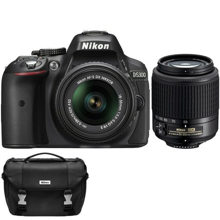 Nikon D5300 Digital SLR Camera & 18-55mm G VR DX II AF-S Zoom (Black) with 55-200mm G DX AF-S ED Lens + Case Nikon D5300 Digital SLR Camera & 18-55mm G VR DX II AF-S Zoom (Black) with 55-200mm G DX AF-S ED Lens + Case