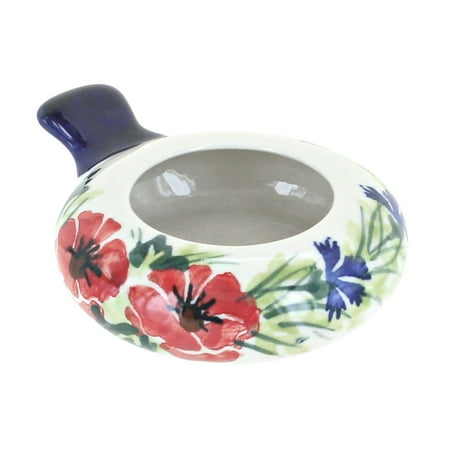 Blue Rose Polish Pottery Cherry Red Bouquet Candle Holder