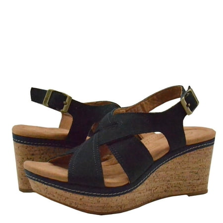 Clarks Women s Shoes Elleri RAE Leather Platform Wedge Sandals 71961