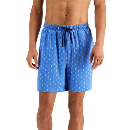 Club Room Men s Flamingo Print Terry Pajama Shorts Blue Size X-Large