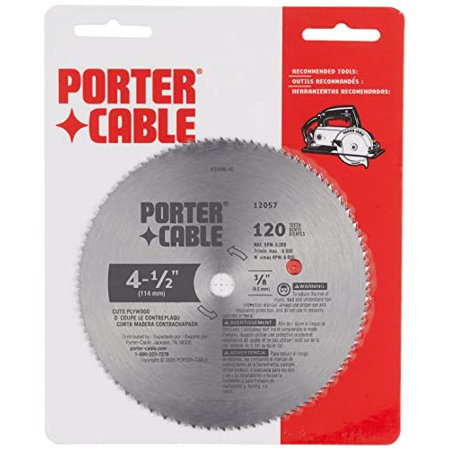 PORTER-CABLE 4-1/2-Inch Circular Saw Blade Plywood Cutting 120-Tooth (12057)
PORTER-CABLE 4-1/2-Inch Circular Saw Blade Plywood Cutting 120-Tooth (12057)