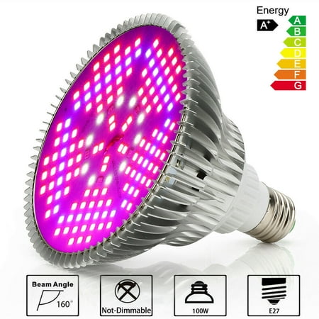 

100W Led Plant Grow Light Bulb Full Spectrum 150 LEDs Indoor Plants Growing Light Bulb Lamp for Vegetables Greenhouse and Hydroponic E26 E27 Base Grow Light Bulbs