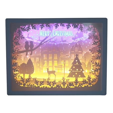 JUNTEX Christmas Forest Deer House Papercut Light Box 3D Paper Carving Shadow LED Night Lamp Plastic Frame Holiday Party Table Decoration Gifts 
JUNTEX Christmas Forest Deer House Papercut Light Box 3D Paper Carving Shadow LED Night Lamp Plastic Frame Holiday Party Table Decoration Gifts