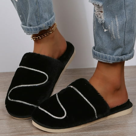 Slippers For Women Women S Fashion Rhinestone Plush Pure Color Warm And Comfortable Flat Casual Slippers Womens Slippers
Slippers For Women Women S Fashion Rhinestone Plush Pure Color Warm And Comfortable Flat Casual Slippers Womens Slippers