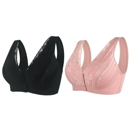 Pretty Comy 2 Pack Lace Floral Snap Front Bra for Women Full Coverage Seamless Wirefree Everyday Bra
Pretty Comy 2 Pack Lace Floral Snap Front Bra for Women Full Coverage Seamless Wirefree Everyday Bra