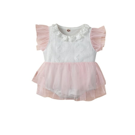 Suanret Newborn Baby Girls Flying Sleeve Romper with Mesh Stitching Flower Pattern Sweet Style Summer Jumpsuit Dress Pink 0-6 Months
Suanret Newborn Baby Girls Flying Sleeve Romper with Mesh Stitching Flower Pattern Sweet Style Summer Jumpsuit Dress Pink 0-6 Months