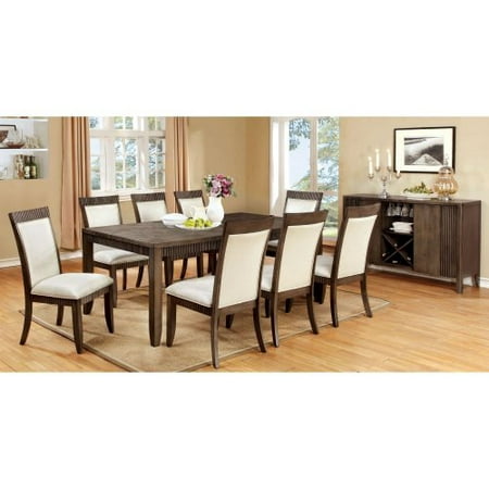 Furniture of America Midkiff Transitional 9 Piece Wood Dining Table Set with Matching Chairs
