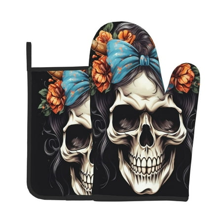 Tebeau Bow Flower Skull Print Oven Mitts and Pan Racks 2-Piece Set Kitchen Oven Mitts and Pan Racks Heat Resistant 500 °F for Baking and Cooking
Tebeau Bow Flower Skull Print Oven Mitts and Pan Racks 2-Piece Set Kitchen Oven Mitts and Pan Racks Heat Resistant 500 °F for Baking and Cooking