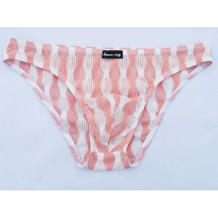 BIZIZA Breathable Pouch Male Briefs for Men Soft Striped Trunks Stretch Comfort Underwear Pink XXL