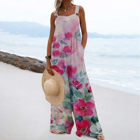 Jumpsuits for Women Dressy Summer 2023 Long Wide Leg Bib Overall with Pockets Pleated Floral Printed Buttons Boho Rompers
Jumpsuits for Women Dressy Summer 2023 Long Wide Leg Bib Overall with Pockets Pleated Floral Printed Buttons Boho Rompers