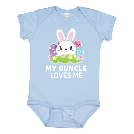Inktastic My Guncle Loves Me with Bunny and Easter Eggs Gift Baby Girl Bodysuit